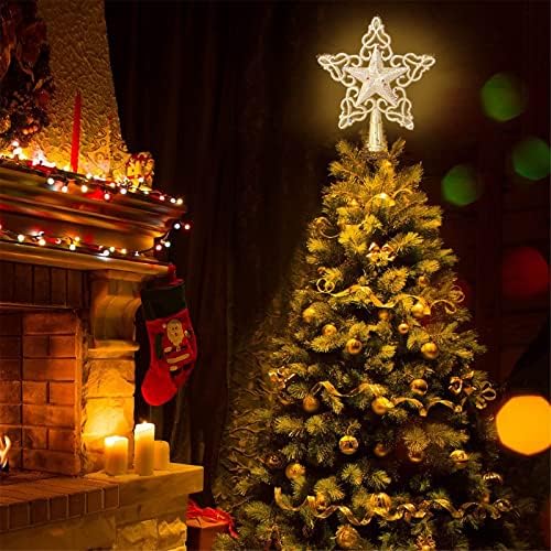 Božićna drveća Božićno drvce Top zvijezda Plastični šuplji zlatni luk ukras praha Božićna dekoracija