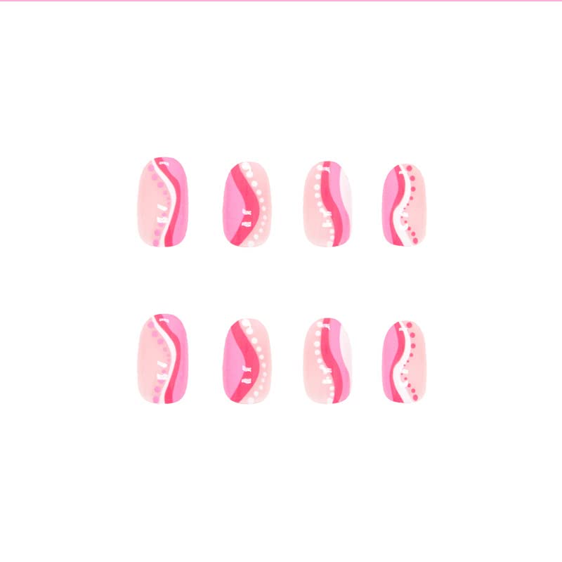 DOUBNINE Press na noktima badem srednje ružičasta gola Bijela Vrtložna Francuska sjajna balerina prirodni puni poklopac lažni nokti akrilni štap na noktima za žene