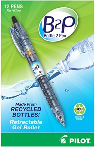 PILOT B2P-Bottle to Pen Refillable & uvlačenje Rolling Ball Gel olovka napravljena od recikliranih boca, Fine Point, Crna G2 Tinta, 12-Pack
