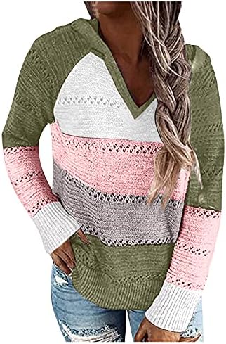 ayaso ženski Dugi rukav udobni džemperi sa kapuljačom V vrat Casual puloveri labavi kroj tunike zimska bluza lagani džemperi