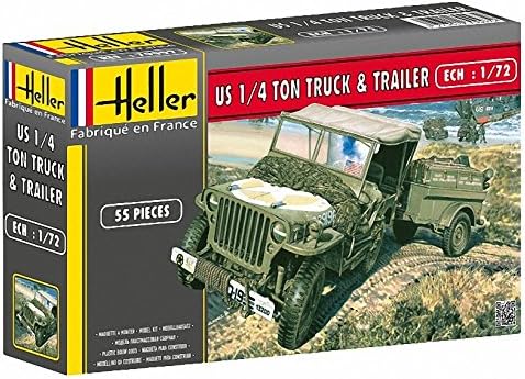 Heller us 1/4 tona kamiona i prikolica vojni kopneni model vozila komplet za izgradnju