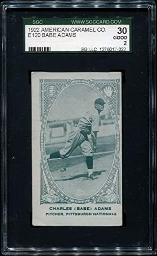1922. E120 American Caramel Babe Adams Pittsburgh Pirates SGC SGC 2,00 Pirates