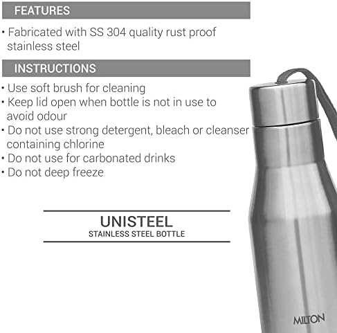 Milton Super 1000 boca od nehrđajućeg čelika, 1000 ml, srebrna | Propuštanje otpora | Office boca | Bočica teretane