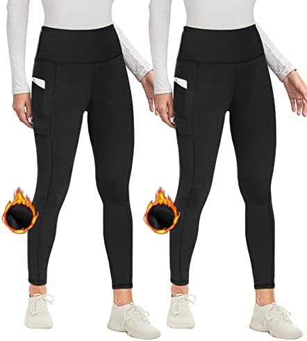 Nexiepoch Fleece obložene gamaše - Visoki struk sa džepovima Termičke tople temmeske hlače Yoga Workout zima