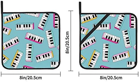 Kreativnost instrumenata Elektronski klavir Kuhinja vruće jastučiće otporne na toplinu otporne na toplinu 2 kom. Držači lonca sa džepovima 8 × 8 inča za kuhanje i pečenje