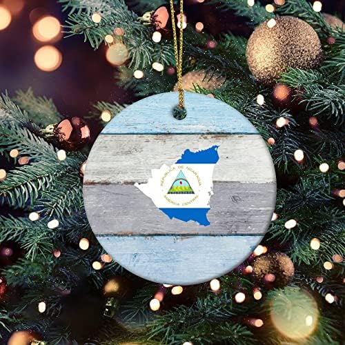 Nikaragva zastava Silhouette ukrasi za božićne stablo zastave božićni ukrasi smiješni za djecu na domaću ukrase Xmas Chellsake poklon za djecu tinejdžeri žene