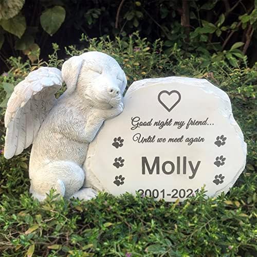 LeDiYouGou personalizirani Memorijalni kamen za kućne ljubimce grob Anđela anđela za kućne ljubimce, nadgrobni spomenik s imenom i datumom, prilagođeno ime pokloni statua za gubitak kućnih ljubimaca, pas, kao što je prikazano