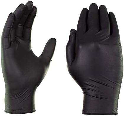 GLOVEWORKS Crne jednokratne nitrilne industrijske rukavice, 5 Mil, lateks & bez praha, sigurno za hranu, teksturirane,