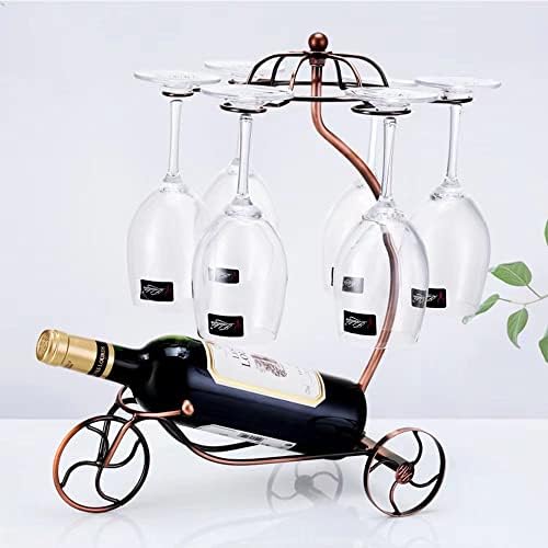 Nosač za čaše za vino, Skladištenje 6 Stemware 1 Boca, brončani metalni zaslon za vino za vodu