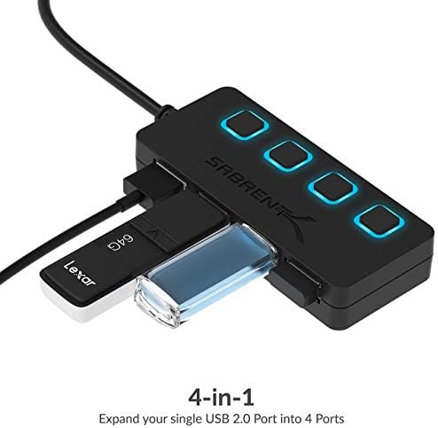 Sabrent USB 3.0 do SATA priključna stanica za eksterni čvrsti disk + 4-Port USB 2.0 Hub sa pojedinačnim LED prekidačima za napajanje
