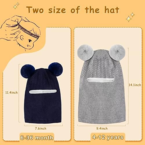 Baby Winter Hat šal set 2 pakovanje, toddler Beanie šešira Djevojka sa vratom toplije, beanie za djecu pletenje toplo za hladno vrijeme