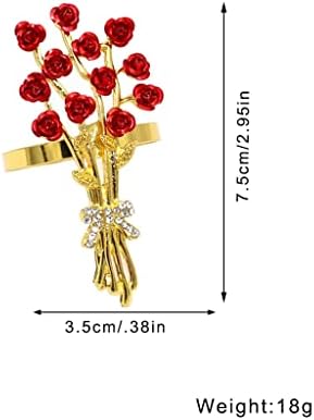 DHTDVD 6pcs Rose Cvjetni salveti prstenovi biserni cvjetni nosač salveta za večeru za zabave vjenčanja
