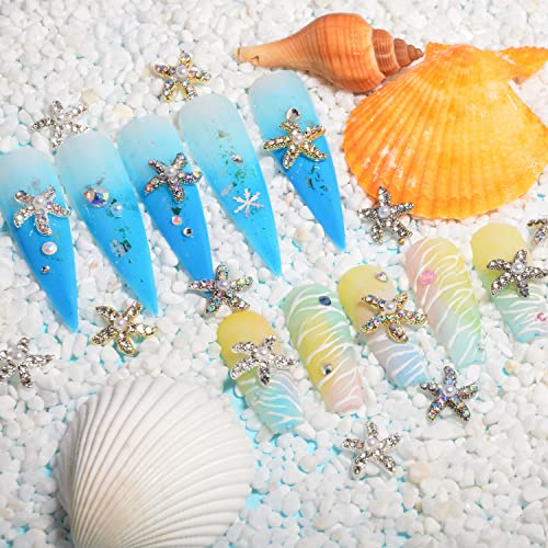 DSHIJIE 20kom Gold Sliver Starfish Nail Charm dekoracija 3d luksuzna Umjetnost noktiju dijamanti AB Crystal Gems dragulji Nail Art Rhinestones za DIY manikir za nokte nakit zanati