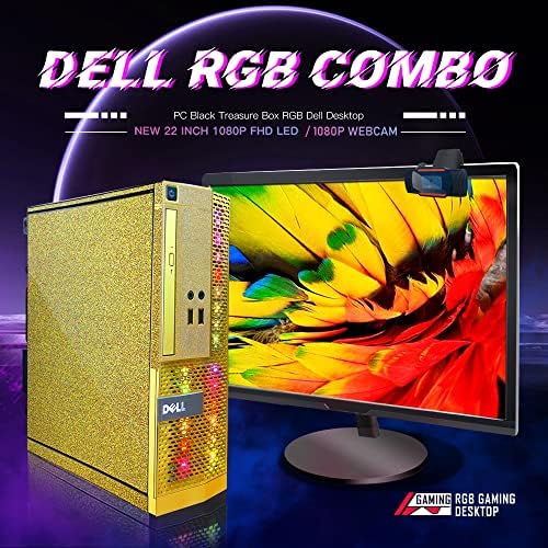 PC Gold blesa BESTA RGB Dell Desktop Quad Core i5 do 3,6 g, 16g, 512g SSD, WiFi, Bluetooth 4.0, RGB Gaming tastatura i miš, DVD, NOVO 22 1080 FHD LED, RGB zvučna bar, web kamera, win 10 pro