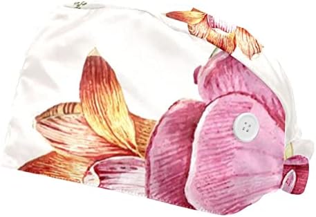 OELDJFNGSDC 2 PACKS RADNA KAPA SA DUME GUMPOM, bijelim i ružičastim ružama podesivim radnom šeširom
