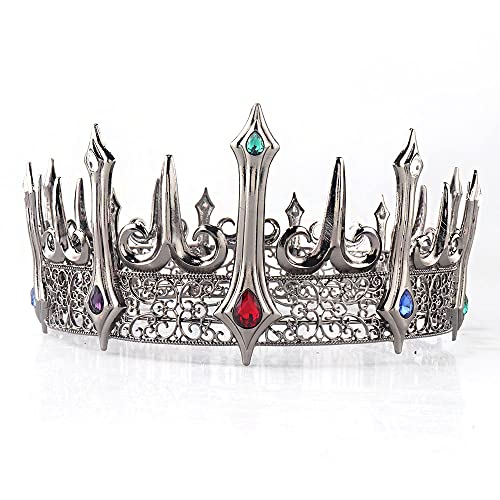 winvin Full Crystal Queen King Wedding Pageant Prom Tiara okrugla kruna za matursku zabavu Božić Halloween kostim crna
