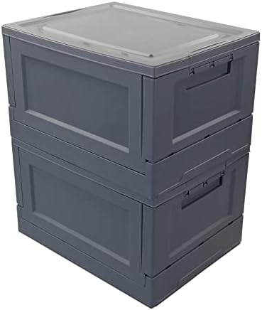 Morcte 2-pakovanje plastične kutije za skladištenje s poklopcima, sklopivom kantu za odlaganje, sivom bojom