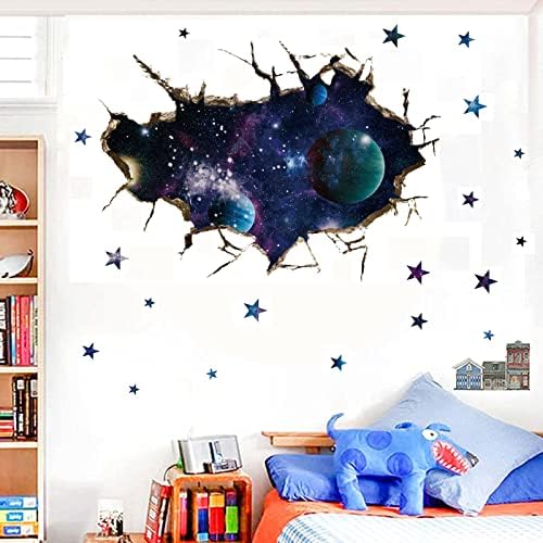 Astronauti vanjski prostor rasadnik Decor naljepnice 3D Vivid Galaxy zidne naljepnice probijaju se kroz zidni plafon zvijezde Univerzum scena Cool uklonjiva pozadina za djecu dječaci soba dnevni boravak Zidna dekoracija