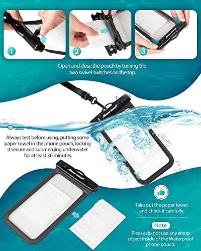 Hiearcool univerzalna vodootporna torbica, vodootporna torbica za telefon kompatibilna za iPhone 12 Pro 11 Pro Max XS Max XR X 8 7 Samsung Galaxy S10 / S9 Google Pixel 2 HTC do 7.0, Ipx8 suha torba za mobilni telefon - 4 Pakovanje