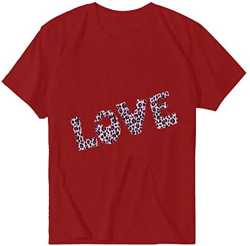 Kratki rukav Tshirts za žene Dan zaljubljenih Plus Veličina Tees Shirt Leopard ljubavno pismo štampanje pulover ljeto Top