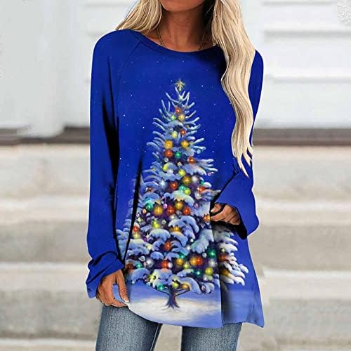 HOXINE ženski božićni tunik vrh za gamaše junior modni majica s dugim rukavima Svečane Xmas stable grafičke bluze
