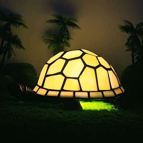 Zjart Mala tabela Tortoise Tiffany Stil Turtle Lamp Bež vitraža Slatka stol za stolu Mini Slatka Accont Stol