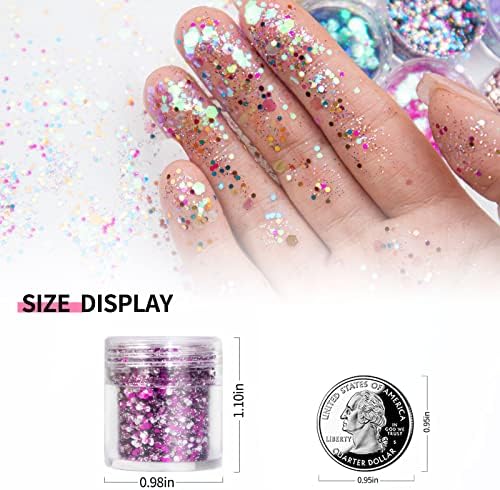 CHASPA Chunky Body Glitter Holograhic Glitter for Face Glitter Makeup, Hair, Eye and Nails with Eyelash