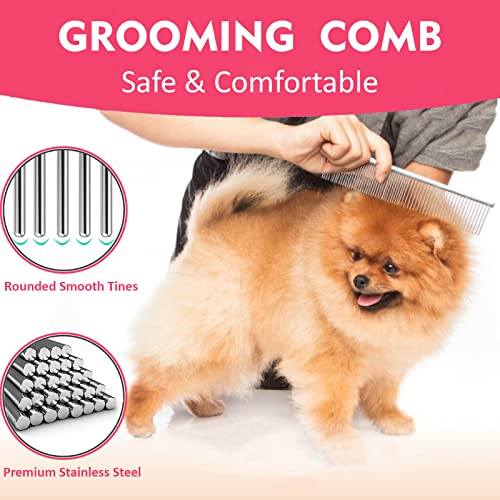 Dog Brush Dematting 3 u 1 Grooming Kit-profesionalni dvostrani Rake za pse & amp; mačke, četka za kupanje za duge dlake pasa i češalj Set Pink