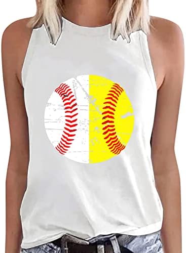 Miashui Satin Top žene Žene Ljetni casual bejzbol tenk za ispis gornje rukavac bez rukava prsluk za okrugli vrat Top 3D tiskani vrhovi za