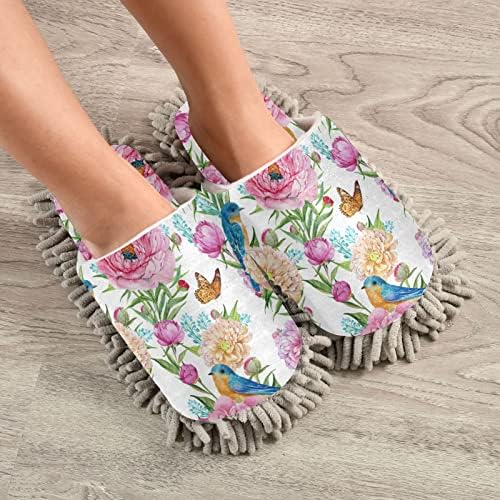 Mchiver Flowers Birds Mop papuče za čišćenje podova papuče za čišćenje žena papuče za čišćenje ureda