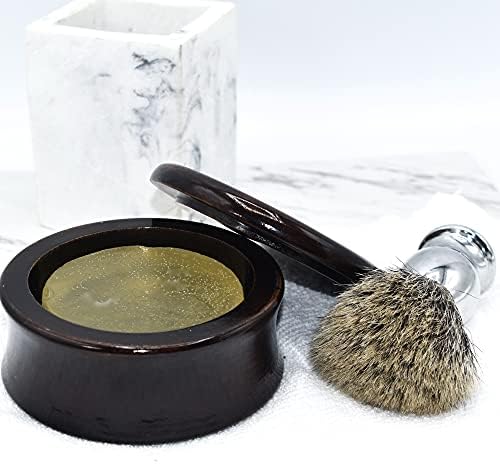 Parker sigurnosna britva ručno izrezbarena prava Mango drvena sapunica za brijanje - Klasični stil