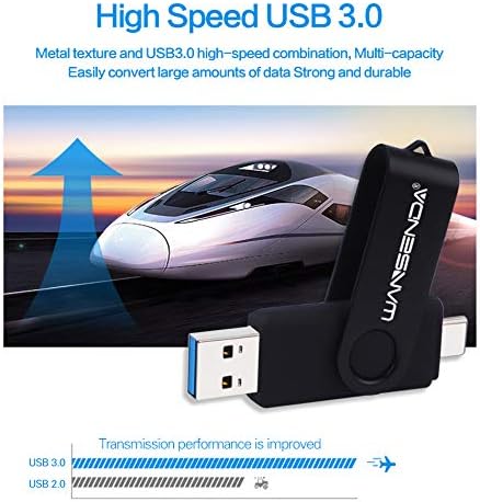 Wansenda Dual USB C Thumb Drive Tip C Flash Drive 2 u 1 USB 3.0 / 3.1 Skladištenje telefona Memory