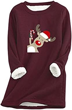 IIOUS Božićne dukseve Žene mekano udobno lepršavo termičko donje rublje Top CrewNeck pulover Loungewebrower s dugim rukavima